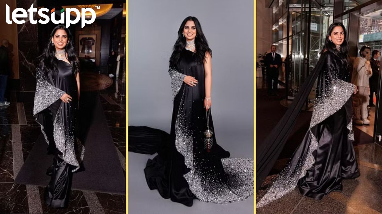 Met Gala 2023 Photos : ब्लॅक साडी गाउनमध्ये मेट गालात पोहचली ईशा अंबानी Esha Ambani