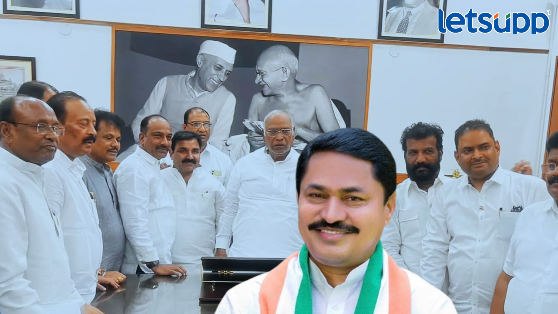 Nana Patole समर्थकांची दिल्लीत फिल्डिंग; प्रदेशाध्यक्षपदी कायम ठेवण्यासाठी खर्गेंकडे मागणी Congress state president Nana Patole's supporters went to Delhi and met Congress president Mallikarjun Kharge