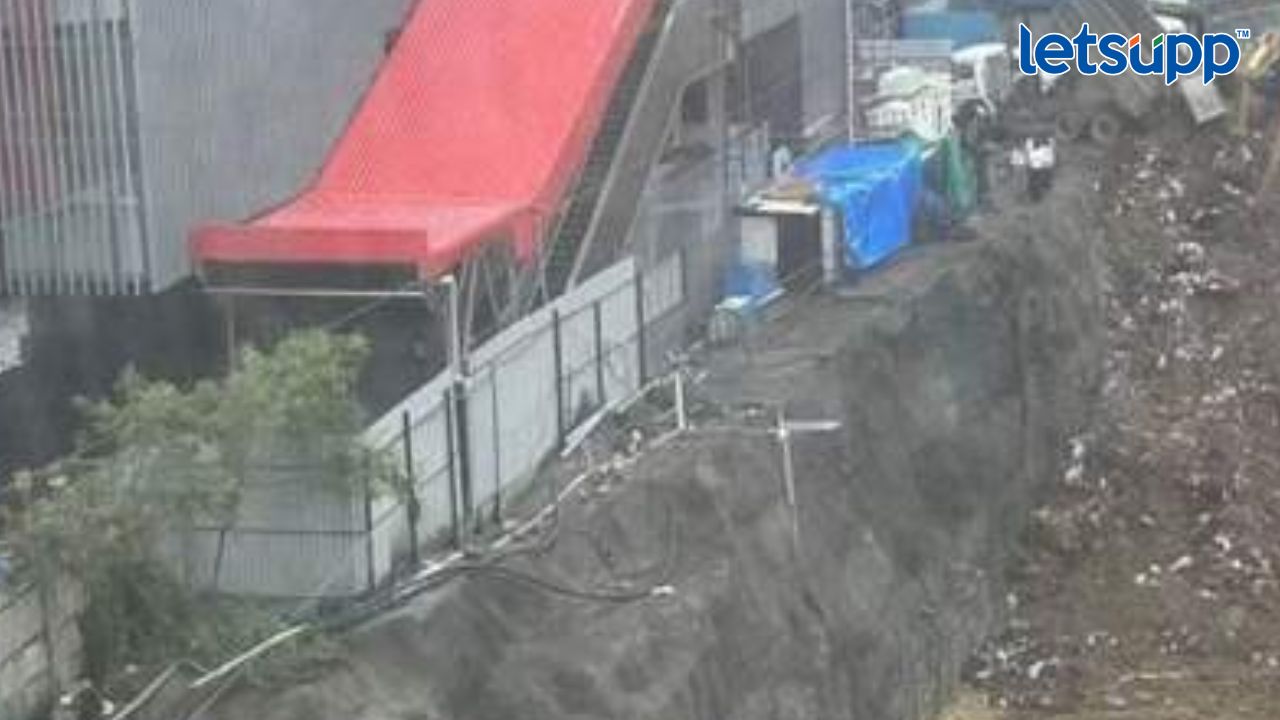 मागाठाणे मेट्रो स्थानकाबाहेरचा रस्ता खचला, मेट्रोने स्थानकात जाण्याच्या मार्गात केला बदल Magathane