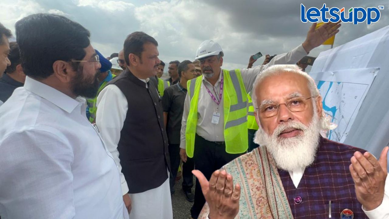 New Mumbai Airport : उद्घाटन PM मोदींच्या हस्ते होणार; पाहणी करताना CM शिंदेंनी केली ‘मन की बात’ New Mumbai Airport work Inspection by CM Eknath Shinde and DCM Devendra Fadanvis