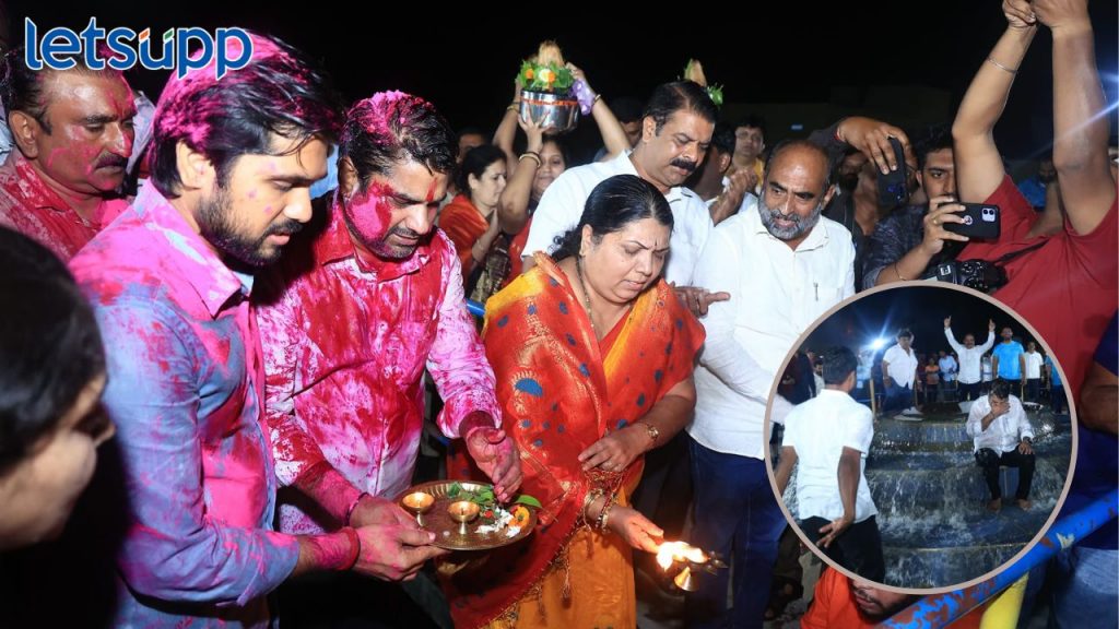 पुईखडीत पाईपलाईनंचं पाणी दाखल, सतेज पाटलांना पाईपलाईनच्या पाण्यानं अभ्यंगस्नानं घातलं