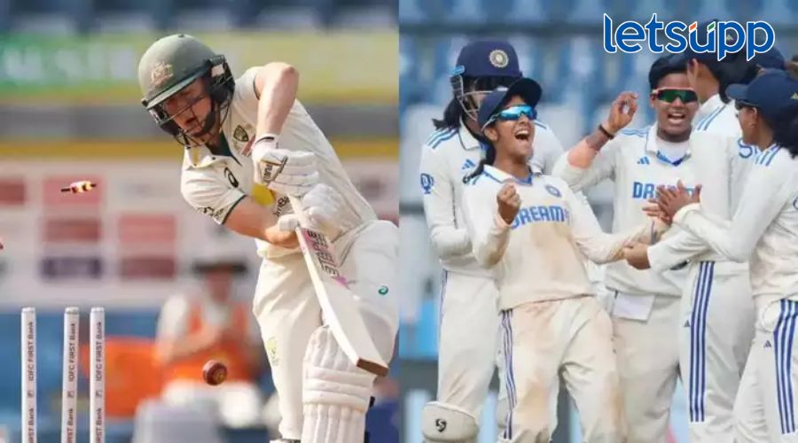 ऑस्ट्रेलियाविरुद्ध पहिल्या दिवशी भारतीय खेळाडूंचे वर्चस्व, गोलंदाजांनंतर फलंदाजीही दमदार INDW Vs AUSW