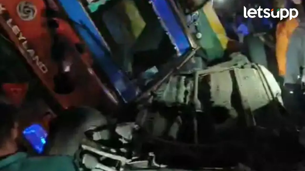 नाशिक-पुणे महामार्गावर भीषण अपघात; ट्रक कारला धडकल्याने चौघांचा जागीच मृत्यू Ahmednagar accident