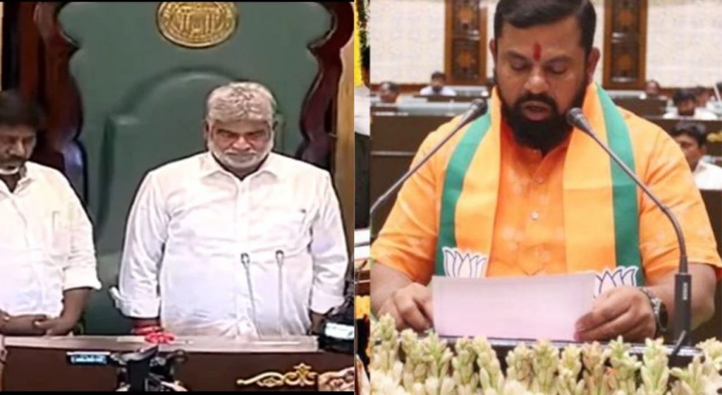 Telangana : काँग्रेसचा निर्णय अन् भाजप आमदारांनी घेतली शपथ; तेलंगणाच्या राजकीय नाट्याला फुलस्टॉप!