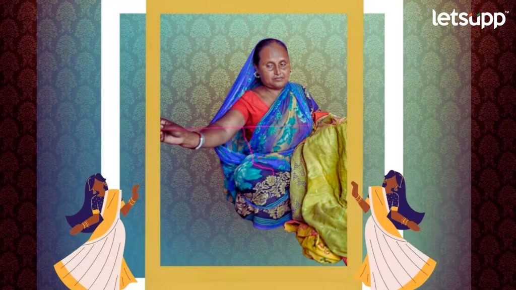 स्त्रिया 4-5 साड्या घालतात आणि नंतर वेगवेगळ्या टाके घालून त्यांना शिवतात. कांथा ही पॅचवर्क कपडे शिवण्याची जुनी परंपरा आहे, जी पश्चिम बंगाल आणि ओडिशा आणि बांगलादेशमध्ये विकसित झाली आहे.