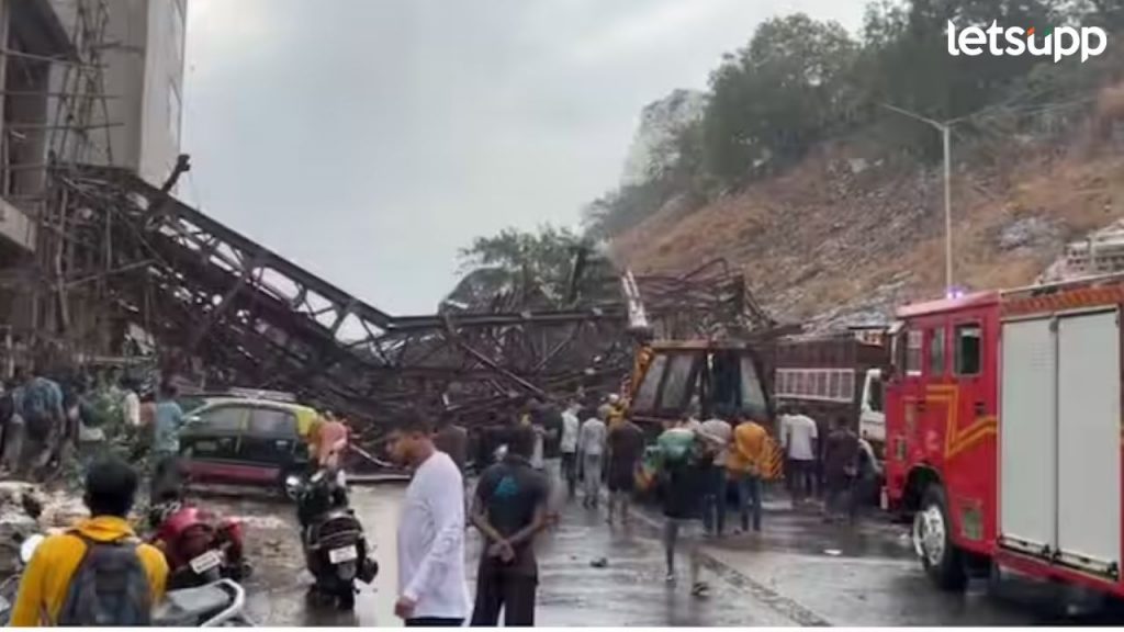 मुंबईत अवकाळी पावसाचं वादळ! बॅनर कोसळला; धीम्या मार्गावरची वाहतूक बंद