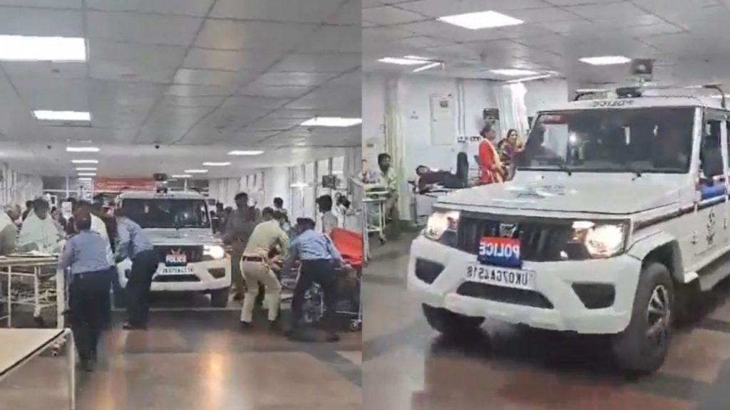 भलतंच घडलं! आरोपीला वाचविण्यासाठी पोलिसांची जीप दवाखान्यात घुसली, वॉर्डात फिरली