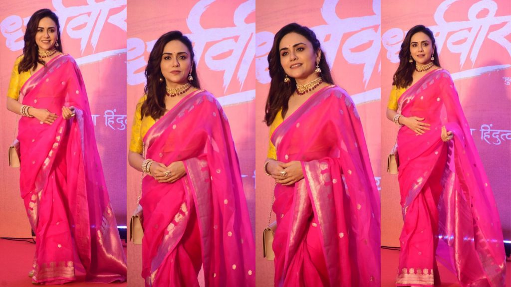 Amruta Khanvilkar: गुलाबी साडी अन्...अमृताच्या कातिल अदांवर घायाळ, चाहते कमेंट करत म्हणाले…