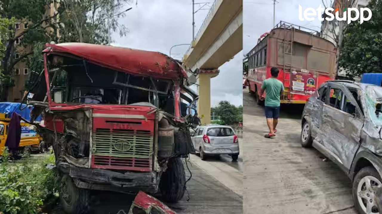 Pune Accident : एसटी बस अन् कारचा भीषण अपघात, महिलेचा दुर्दैवी मृत्यू, 6 जण गंभीर जखमी Khadki Accident