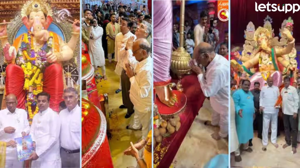 Sharad Pawar: शरद पवार 30 वर्षांनंतर लालबागचा राजाच्या चरणी, जावई आणि नातीसोबत घेतलं दर्शन, पाहा फोटो