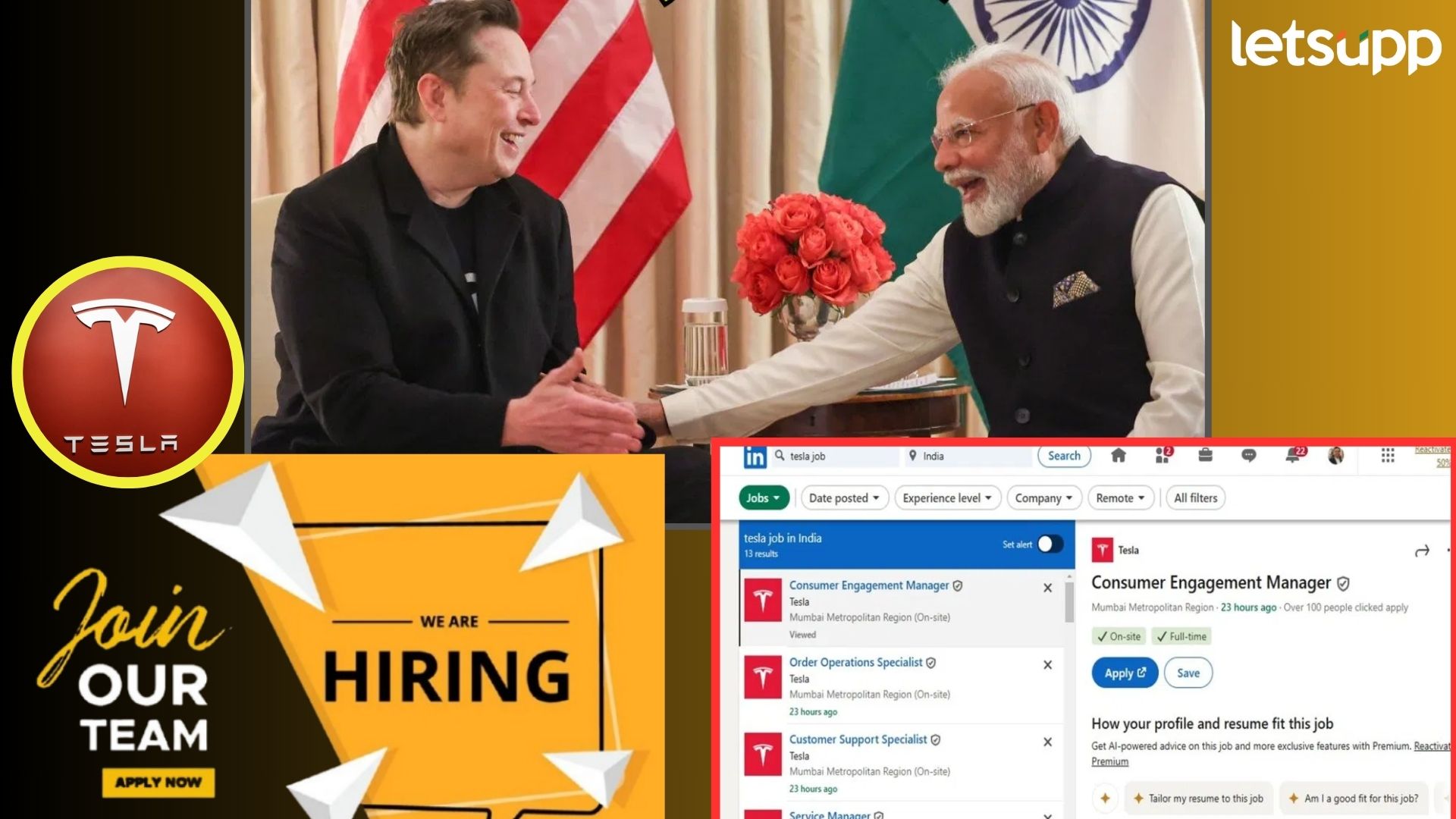 PM मोदी अन् मस्कच्या भेटीत टेस्लाच्या भारतातील ग्रँड एन्ट्रीचा प्लॅन ठरला; Linkedin वर निघाली बंपर भरती PM मोदी अन् मस्कच्या भेटीत टेस्लाच्या भारतातील ग्रँड एन्ट्रीचा प्लॅन ठरला; Linkedin वर निघाली बंपर भरती