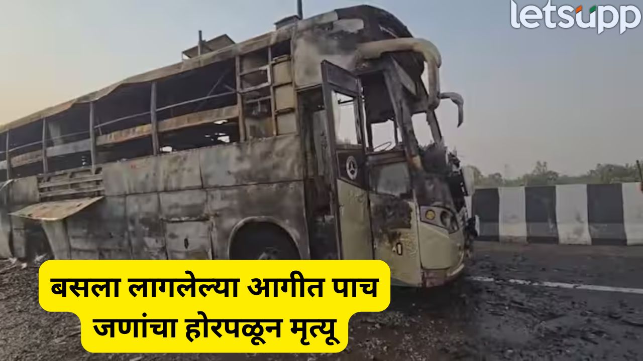 अग्नितांडव! 80 प्रवाशांना घेऊन दिल्लीला जाणाऱ्या बसला लागली आग, 5 जणांचा होरपळून मृत्यू Bus Fire