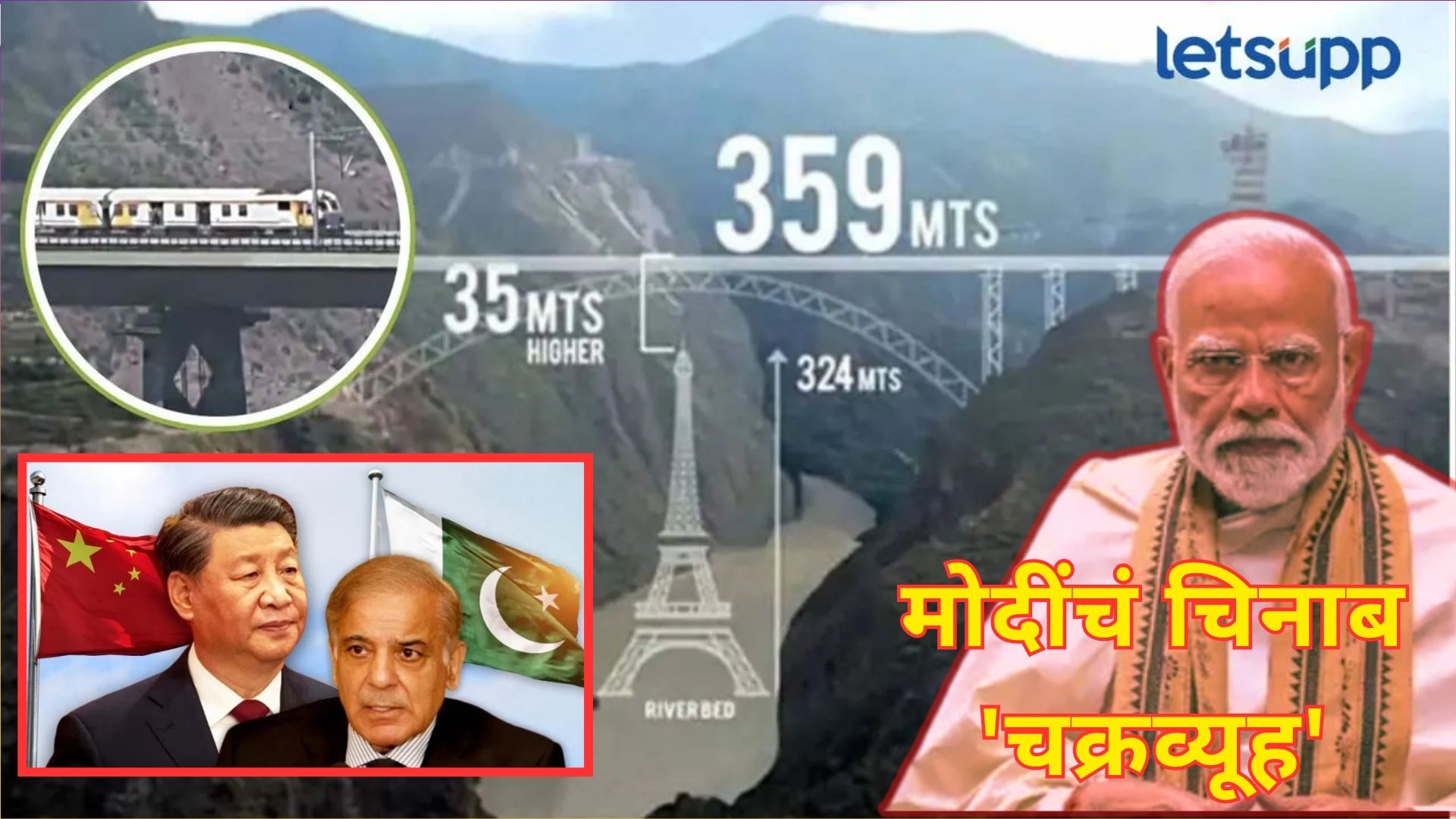 Chenab Bridge : पाकसाठी फास अन् चीनलाही टेन्शन; चिनाब पुलामागे आहे मोदींचं खासं ‘चक्रव्यूह’ Chenab Bridge : पाकसाठी फास अन् चीनलाही टेन्शन; चिनाब पुलामागे आहे मोदींचं खासं 'चक्रव्यूह'