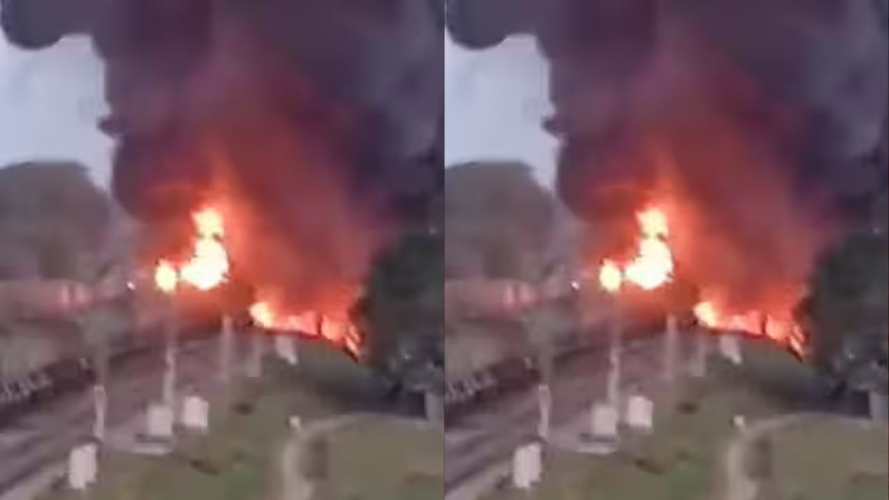 तामिळनाडूत द बर्निंग ट्रेन! मालगाडीला भीषण आग, परिसरात आगीचे लोळ; व्हिडिओ व्हायरल Tamilnadu Railway Fire