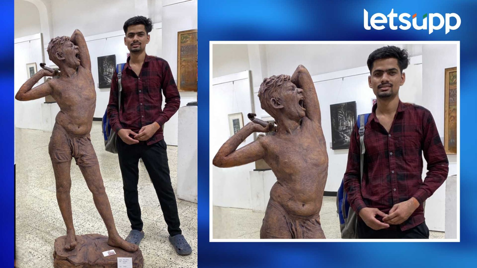 नगरच्या शिल्पकलेचा जगभरात सन्मान; शिल्पकार यश वामन यांच्या शिल्पाला दुसरा क्रमांक Sculpture Photo